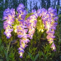 LED Solar Wisteria Flower Lights Outdoor Garden Ground Inserted Decorative Landscape Lights