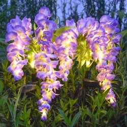 LED Solar Wisteria Flower Lights Outdoor Garden Ground Inserted Decorative Landscape Lights