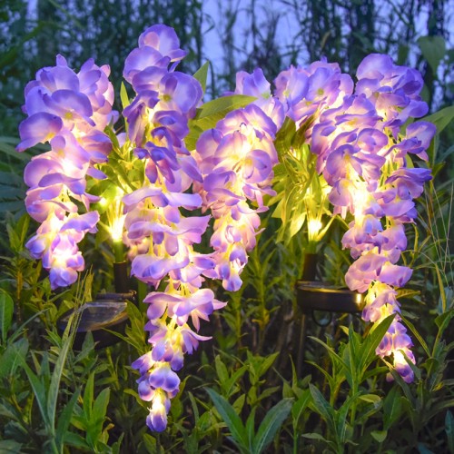 LED Solar Wisteria Flower Lights Outdoor Garden Ground Inserted Decorative Landscape Lights
