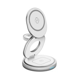 3 in 1 Magnetic 360 rotate Metal Wireless Charger Stand Pad for iphone 15 14 13 12 apple watch Airpods fast charging station
