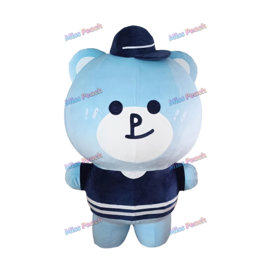 Inflatable Blue Bear Mascot Costume