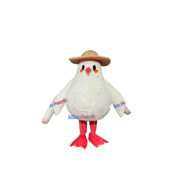 Long fur White Chicken Mascot Costume