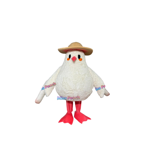 Long fur White Chicken Mascot Costume
